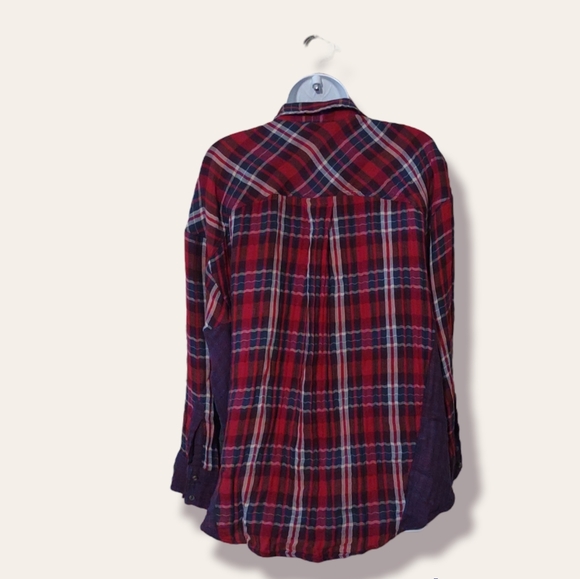 Free People One of the Guys Mixed Plaid Shirt - Picture 3 of 7